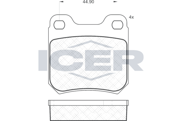 комплект спирачно феродо, дискови спирачки ICER