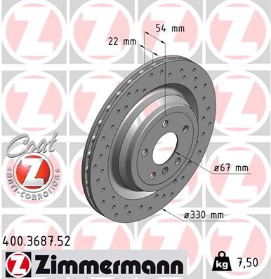 Гальмівний диск, Zimmermann 400.3687.52