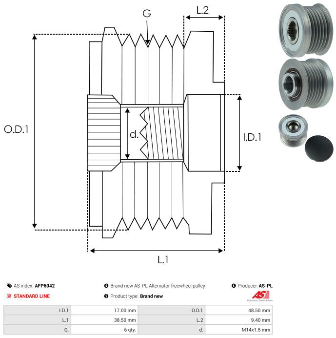 AS-PL AFP6042 Alternator Freewheel Clutch