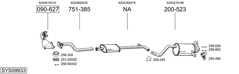 BOSAL kipufogórendszer SYS09933