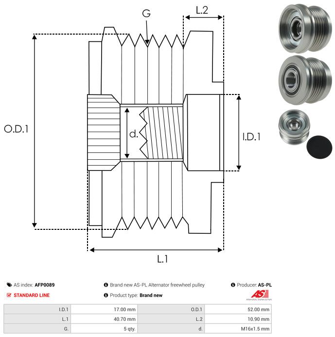AS-PL AFP0089 Alternator Freewheel Clutch