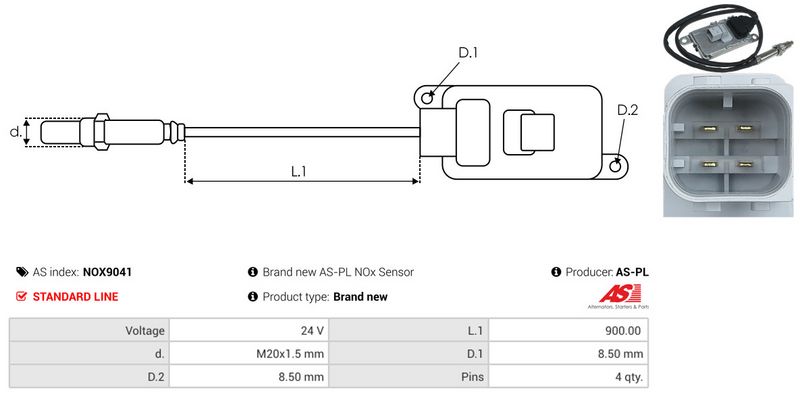 AS-PL NOX9041 NOx Sensor, urea injection