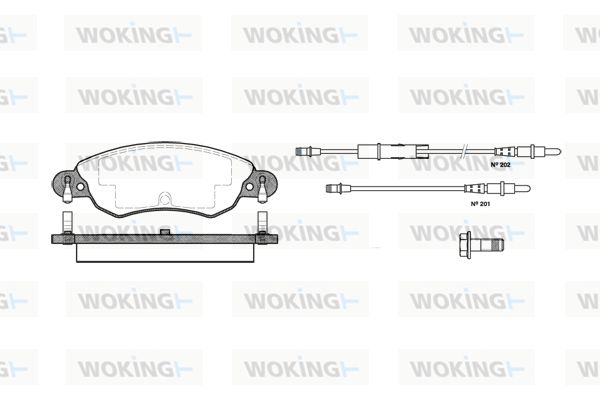 Комплект гальмівних накладок, дискове гальмо, Woking P929304