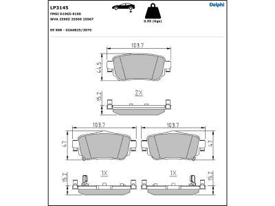 DELPHI LP3145 Brake Pad Set, disc brake