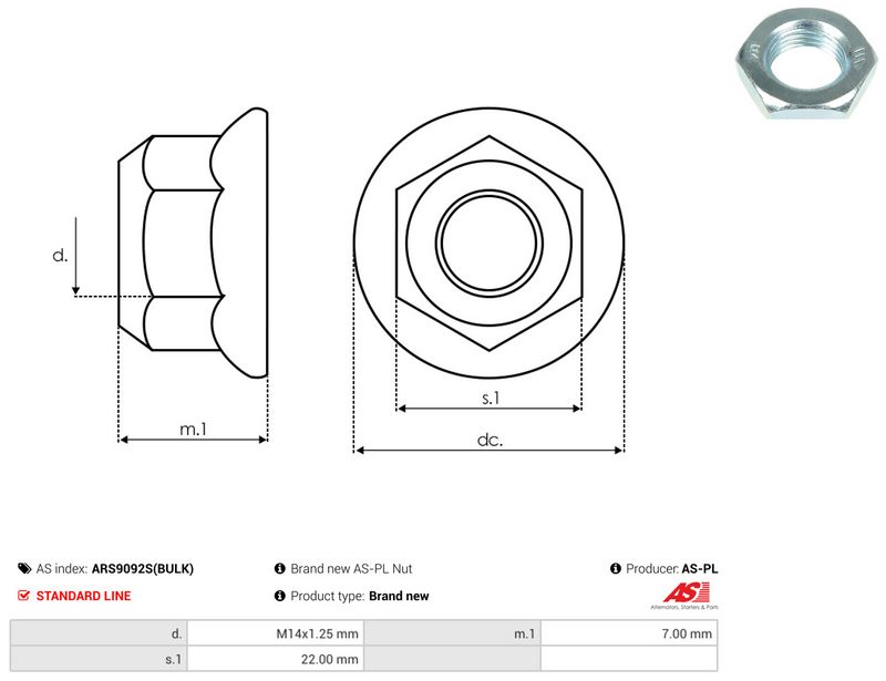 AS-PL ARS9092S(BULK) Repair Set, alternator