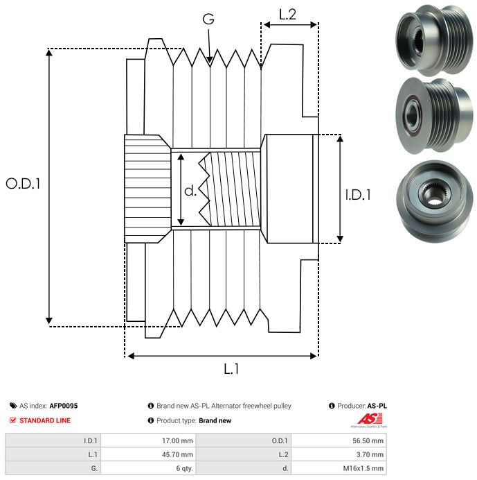 AS-PL AFP0095 Alternator Freewheel Clutch