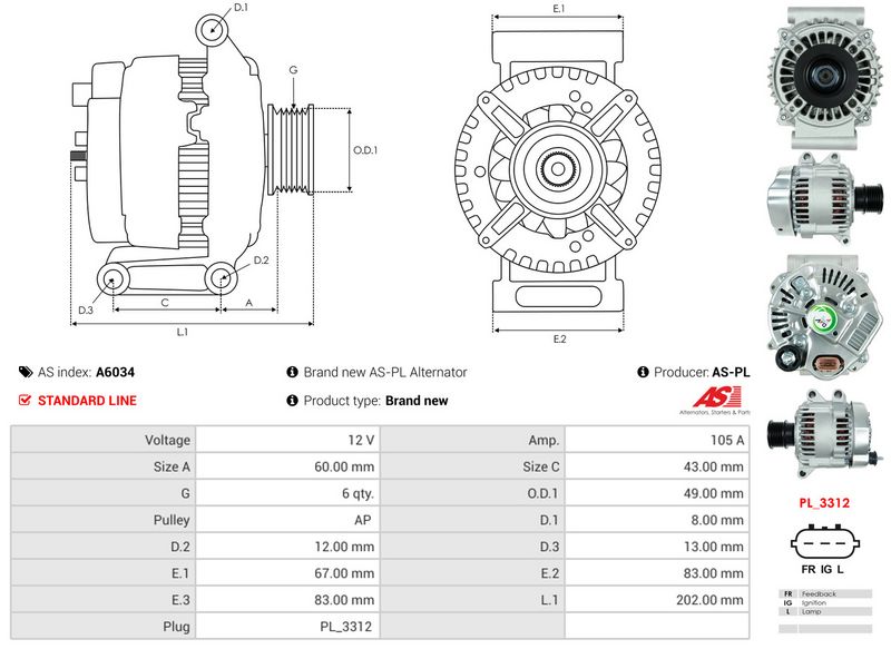 AS-PL A6034 Alternator