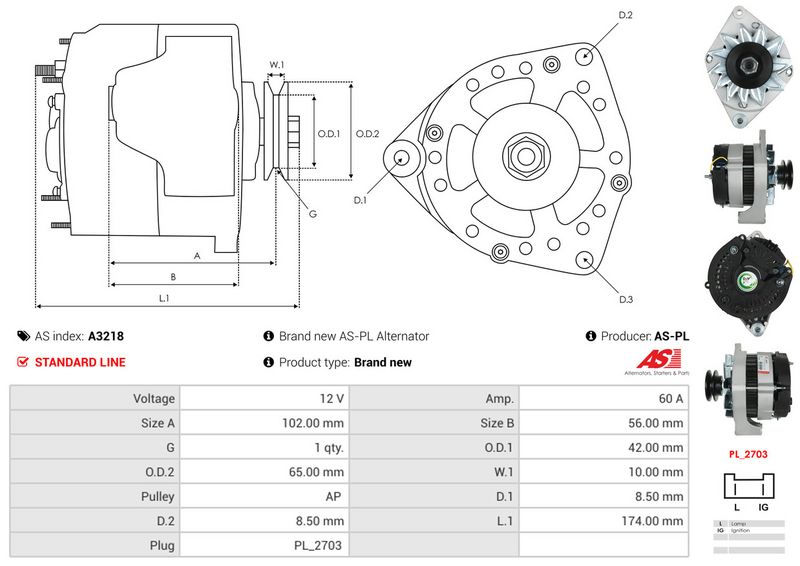 AS-PL A3218 Alternator