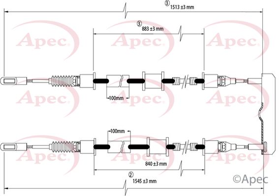 APEC Cable Pull, parking brake CAB1483