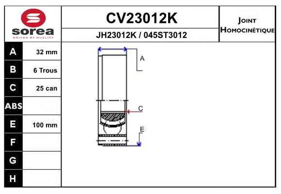 EAI csuklókészlet, hajtótengely CV23012K