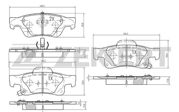 ZEKKERT BS-1950 Brake Pad Set, disc brake