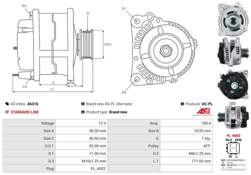 AS-PL A6316 Alternator