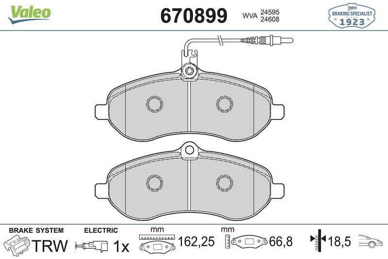 Plaquettes+de+frein+à+disque VALEO 670899