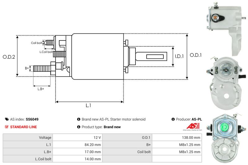 AS-PL SS6049 Solenoid Switch, starter