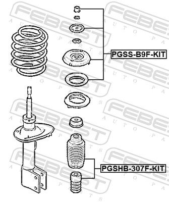 Комплект пилозахисних ковпаків, амортизатор, Febest PGSHB-307F-KIT