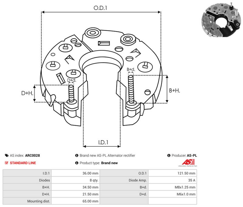 AS-PL ARC0028 Rectifier, alternator