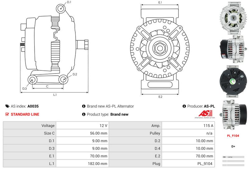 AS-PL A0035 Alternator