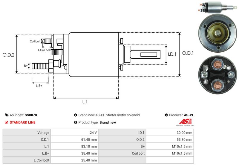 AS-PL SS0078 Solenoid Switch, starter