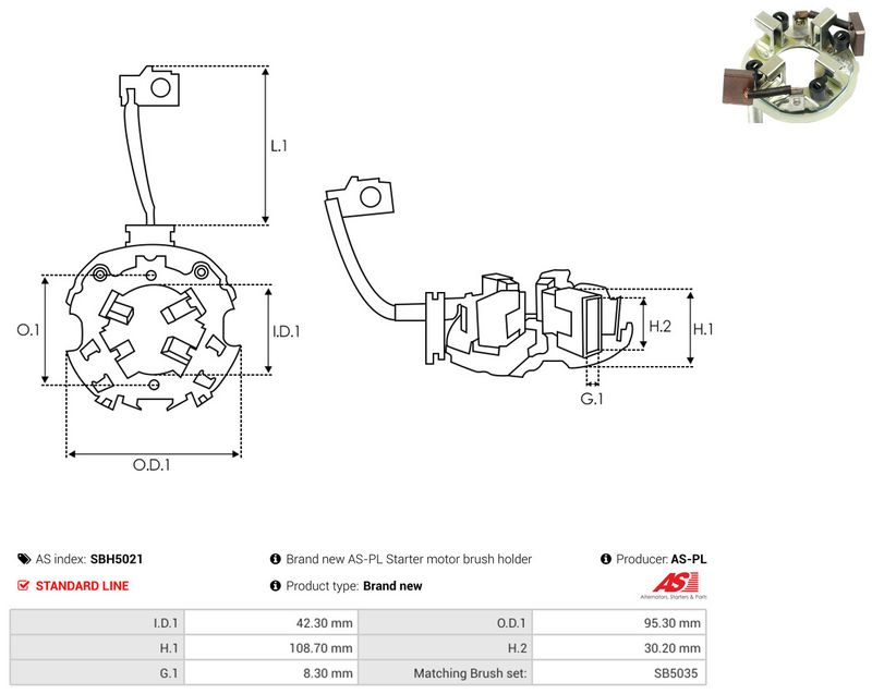 AS-PL SBH5021 Holder, carbon brushes