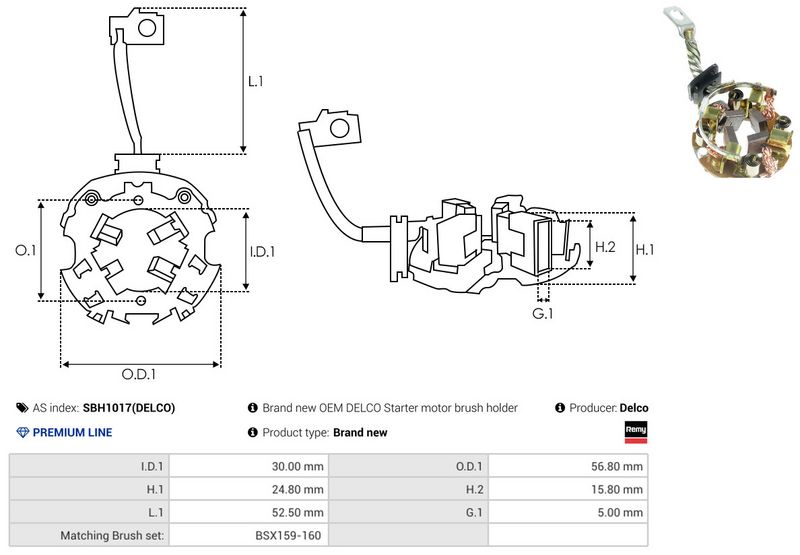 AS-PL SBH1017(DELCO) Holder, carbon brushes