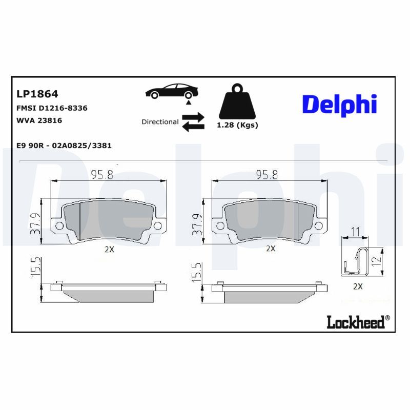 Piduriklotsi komplekt, ketaspidur, DELPHI LP1864