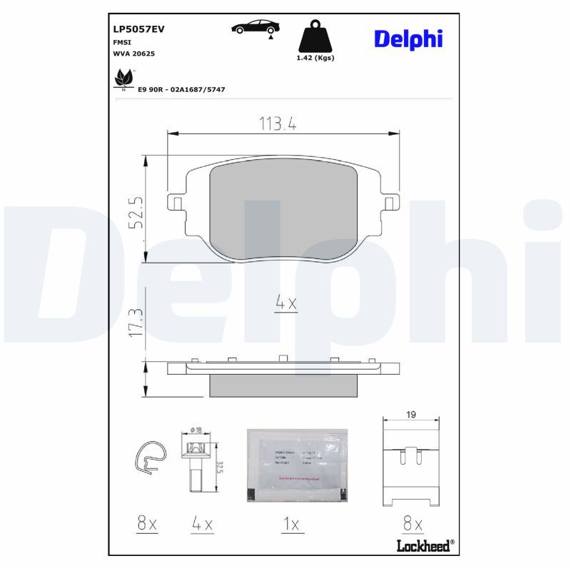 DELPHI LP5057EV Brake Pad Set, disc brake