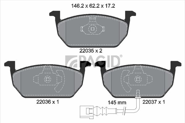 Sada brzdových destiček, kotoučová brzda T2438N
