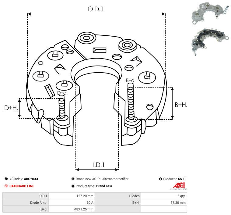 AS-PL ARC2033 Rectifier, alternator