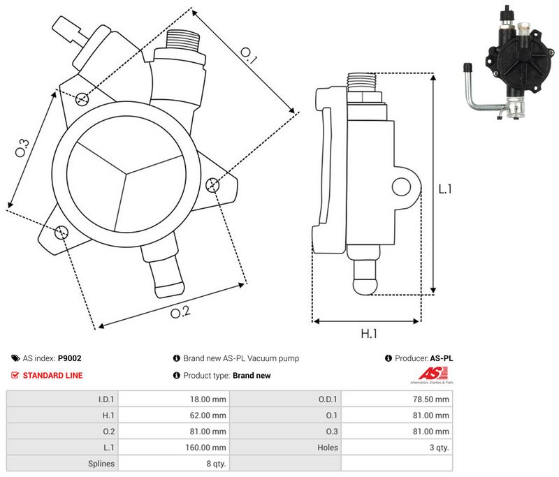 AS-PL P9002 Vacuum Pump, braking system