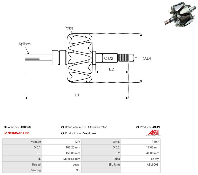 rootor, generaator, AS-PL AR0060