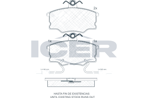 комплект спирачно феродо, дискови спирачки ICER