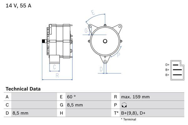 Генератор, Bosch 0986031020