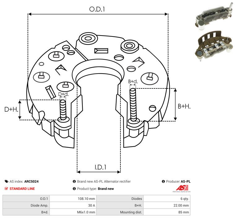 AS-PL ARC5024 Rectifier, alternator