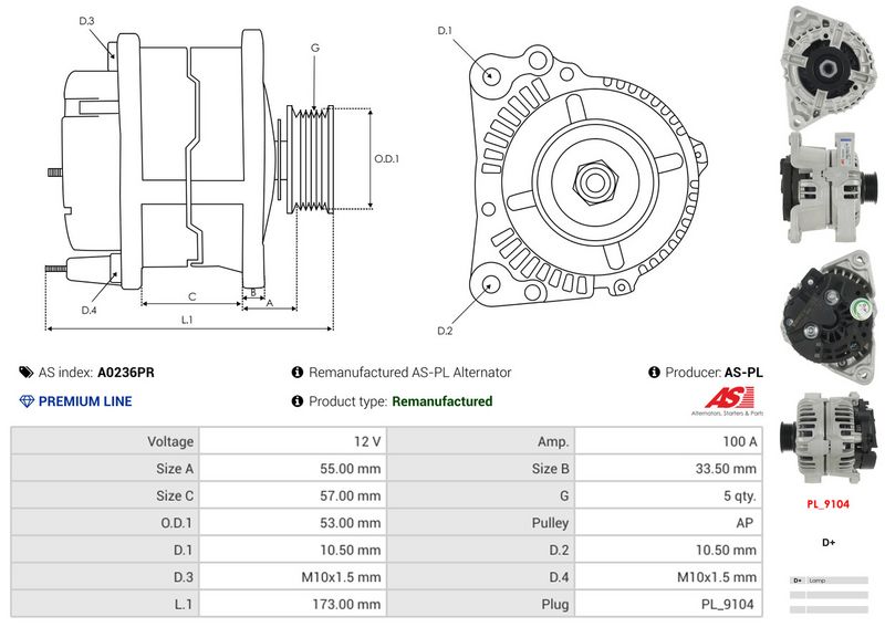 Generaator, AS-PL A0236PR