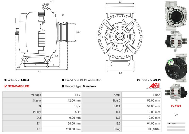 AS-PL A4094 Alternator