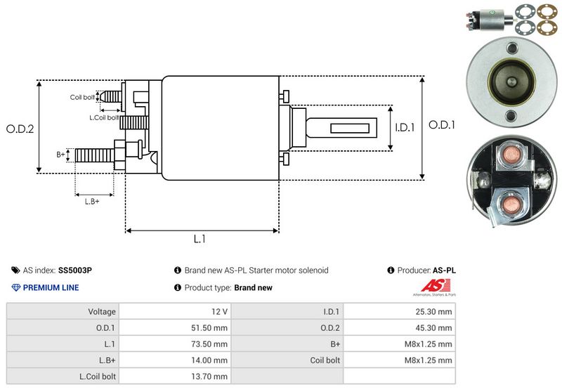 AS-PL SS5003P Solenoid Switch, starter