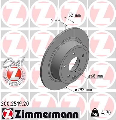 Гальмівний диск, Zimmermann 200.2519.20