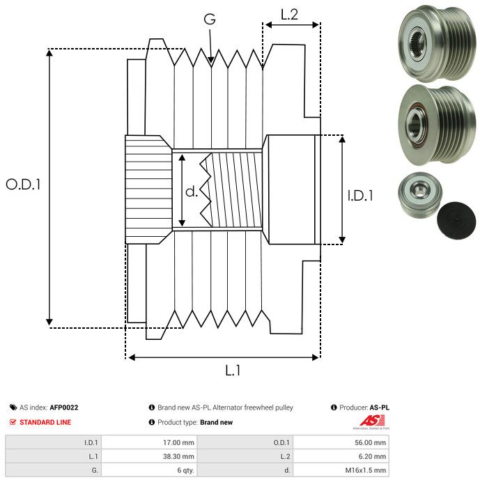AS-PL AFP0022 Alternator Freewheel Clutch