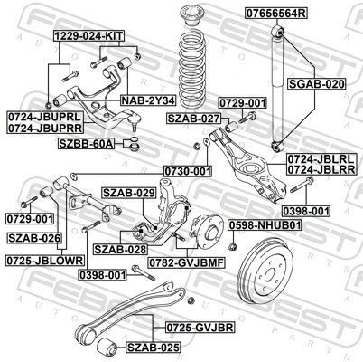 FEBEST 0725-JBLOWR Control/Trailing Arm, wheel suspension