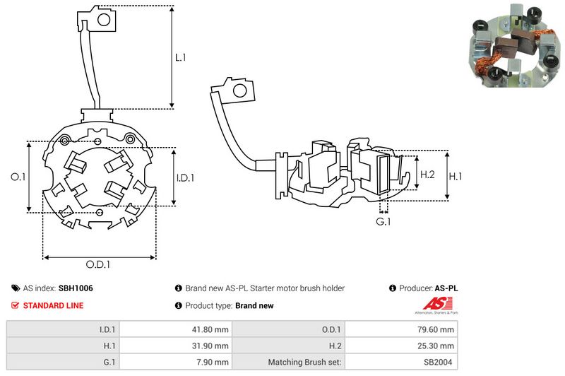 Kinnitus, süsinikuharjad, AS-PL SBH1006
