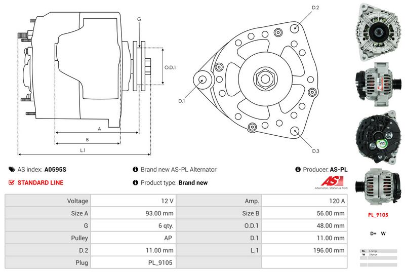 AS-PL A0595S Alternator
