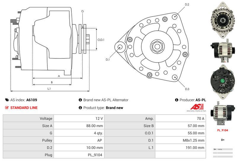 AS-PL A6109 Alternator