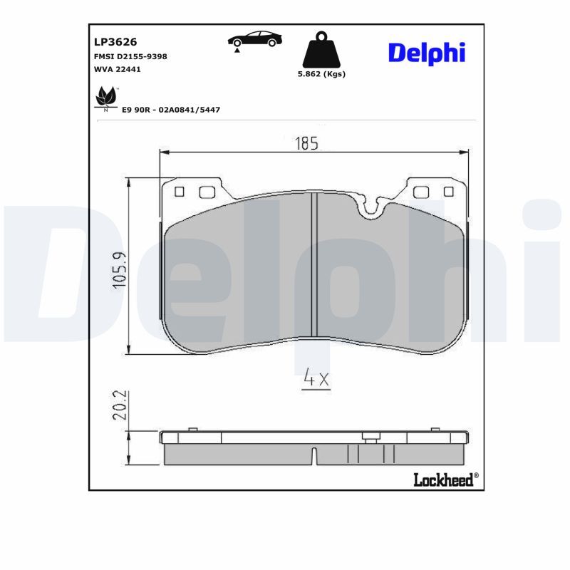 set placute frana,frana disc LP3626 DELPHI