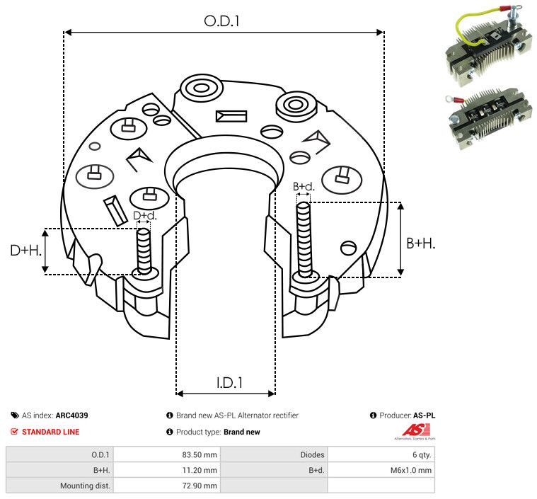 AS-PL ARC4039 Rectifier, alternator