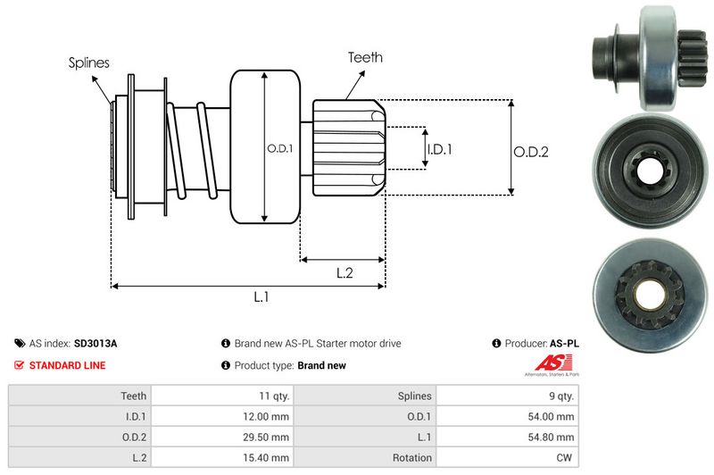 AS-PL SD3013A Freewheel Gear, starter