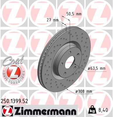 Гальмівний диск, Zimmermann 250.1399.52