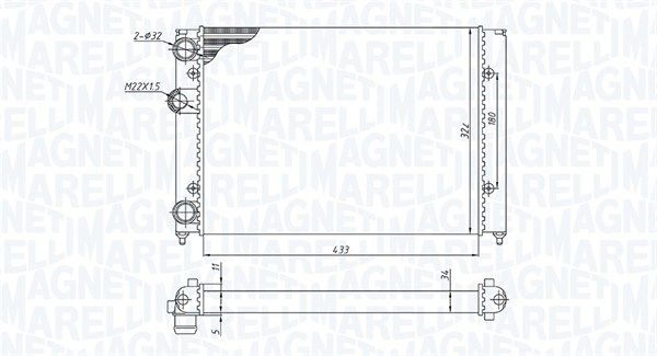 Радіатор, система охолодження двигуна, Magneti Marelli 350213187700