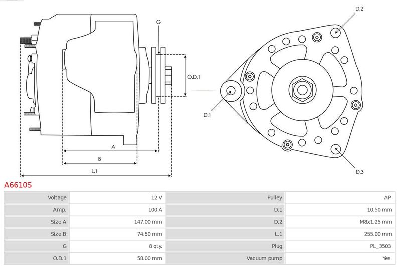 AS-PL A6610S Alternator