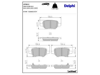 DELPHI LP3611 Brake Pad Set, disc brake