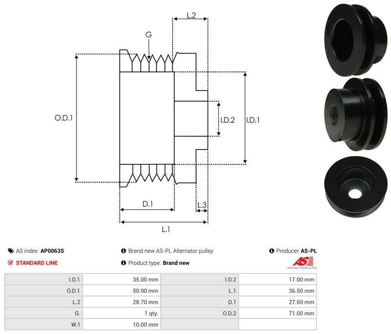 Rihmaratas, generaator, AS-PL AP0063S